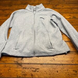 Columbia Womens XL Grey Fleece Full Zip Jacket Mock Neck Outdoor Sportswear